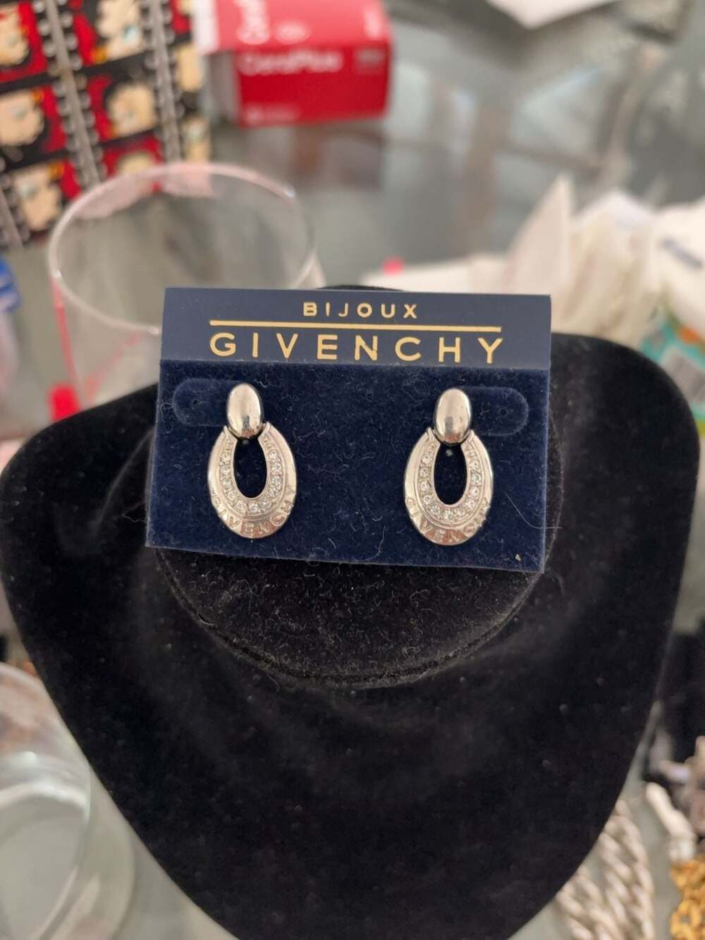 Givenchy Earrings (Set Of 3) Crystal SilverTone Small Hoops & Studs Designer NWT